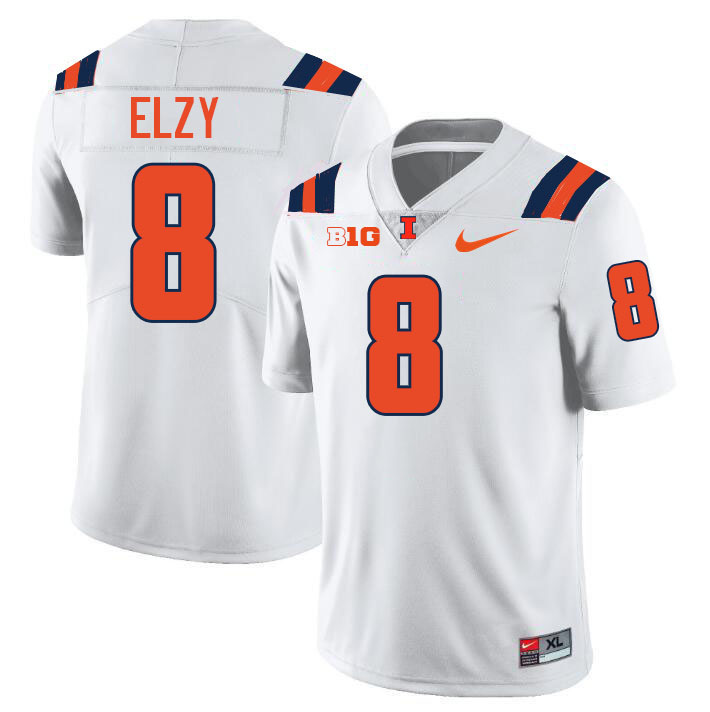 Men #8 Malik Elzy Illinois Fighting Illini College Football Jerseys Stitched-White